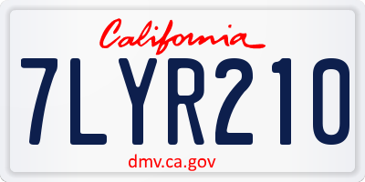 CA license plate 7LYR210
