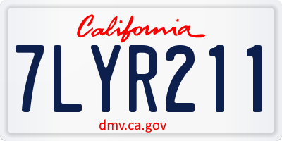 CA license plate 7LYR211