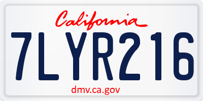 CA license plate 7LYR216