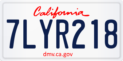 CA license plate 7LYR218