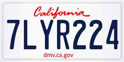 CA license plate 7LYR224