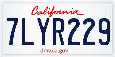 CA license plate 7LYR229