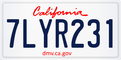 CA license plate 7LYR231
