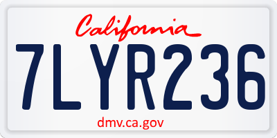 CA license plate 7LYR236