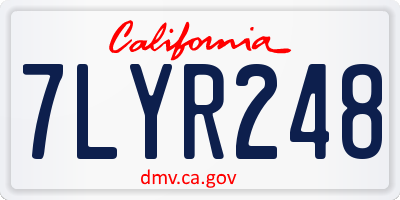 CA license plate 7LYR248