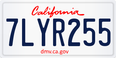 CA license plate 7LYR255