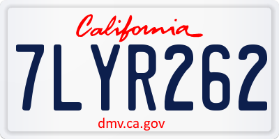 CA license plate 7LYR262