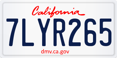 CA license plate 7LYR265
