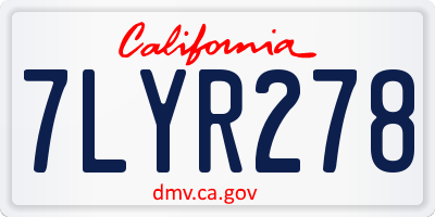 CA license plate 7LYR278