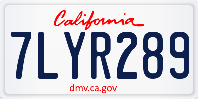 CA license plate 7LYR289