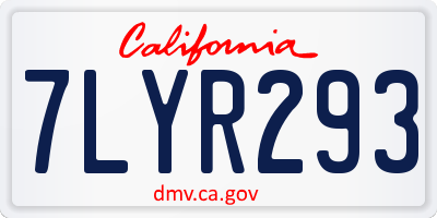 CA license plate 7LYR293
