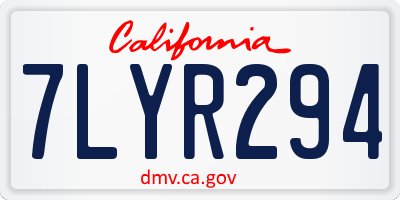 CA license plate 7LYR294
