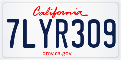 CA license plate 7LYR309