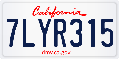 CA license plate 7LYR315