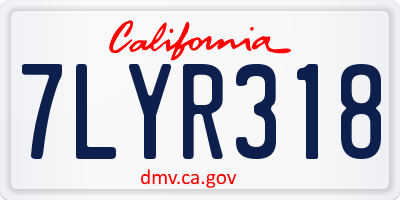 CA license plate 7LYR318