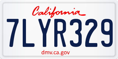 CA license plate 7LYR329
