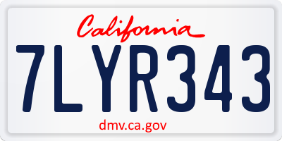 CA license plate 7LYR343