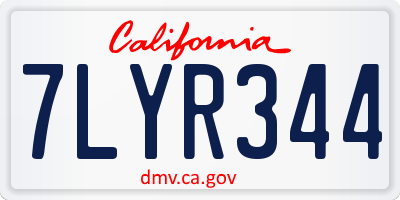 CA license plate 7LYR344
