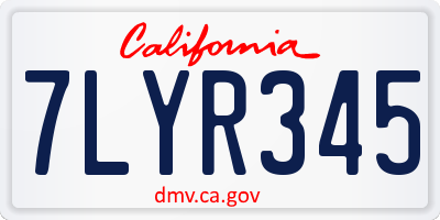 CA license plate 7LYR345