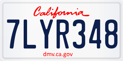 CA license plate 7LYR348