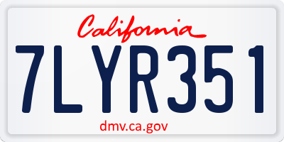CA license plate 7LYR351