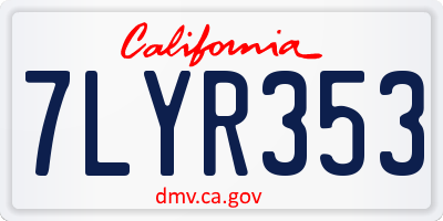 CA license plate 7LYR353