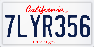 CA license plate 7LYR356
