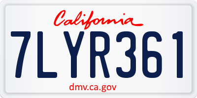 CA license plate 7LYR361