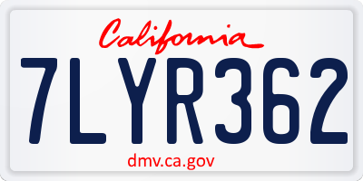 CA license plate 7LYR362