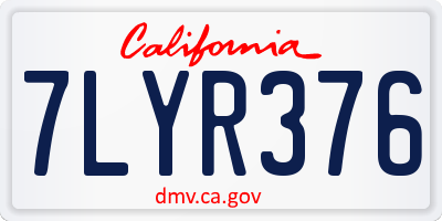 CA license plate 7LYR376