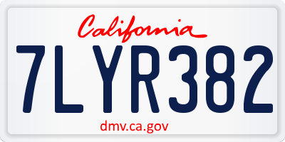 CA license plate 7LYR382