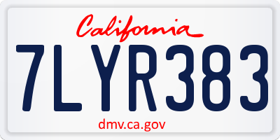 CA license plate 7LYR383