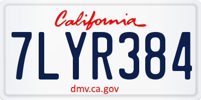 CA license plate 7LYR384