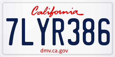 CA license plate 7LYR386