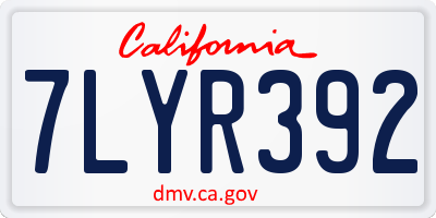 CA license plate 7LYR392