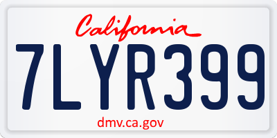 CA license plate 7LYR399