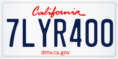 CA license plate 7LYR400