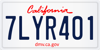 CA license plate 7LYR401
