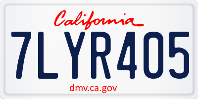 CA license plate 7LYR405
