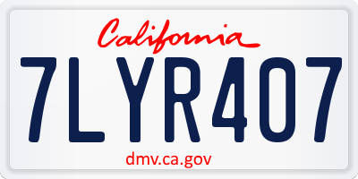 CA license plate 7LYR407