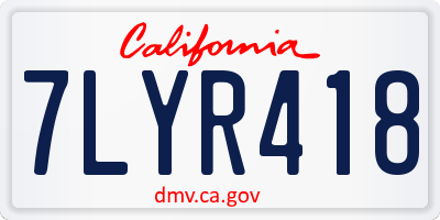 CA license plate 7LYR418