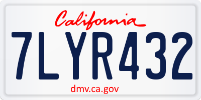 CA license plate 7LYR432