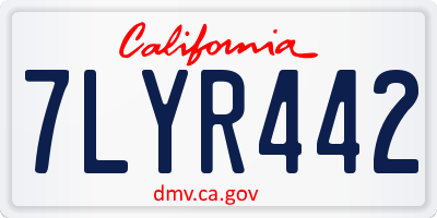 CA license plate 7LYR442