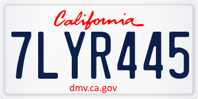 CA license plate 7LYR445