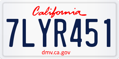 CA license plate 7LYR451