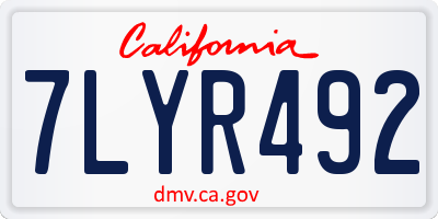 CA license plate 7LYR492