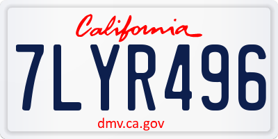 CA license plate 7LYR496