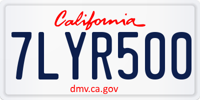 CA license plate 7LYR500