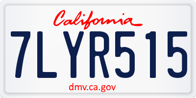 CA license plate 7LYR515