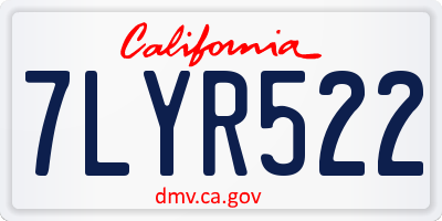 CA license plate 7LYR522